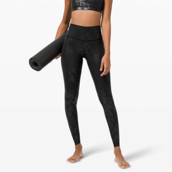 Lululemon Wunder Under Hi-Rise Tight 28" *Shine in Acclimatize Black Black Foil - Picture 2 of 9